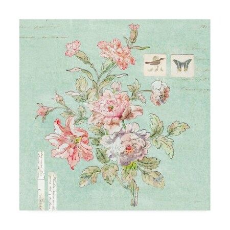 Trademark Fine Art Sue Schlabach 'Toile Roses III Blue' Canvas Art, 18x18 WAP11417-C1818GG
